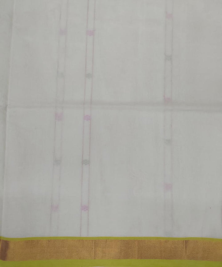 White light green handwoven cotton venkatagiri saree