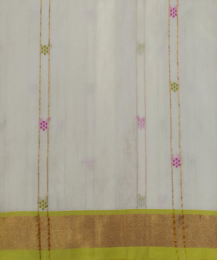 White light green handwoven cotton venkatagiri saree