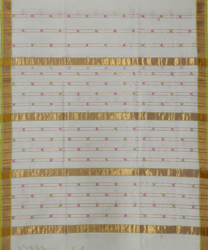 White light green handwoven cotton venkatagiri saree