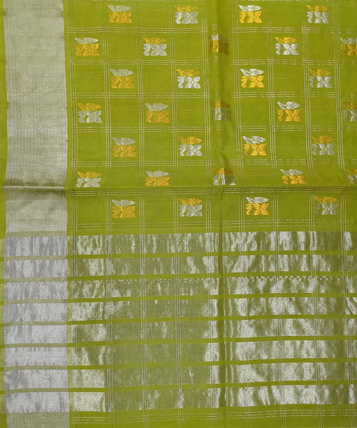 Light green silver zari handwoven cotton venkatagiri saree