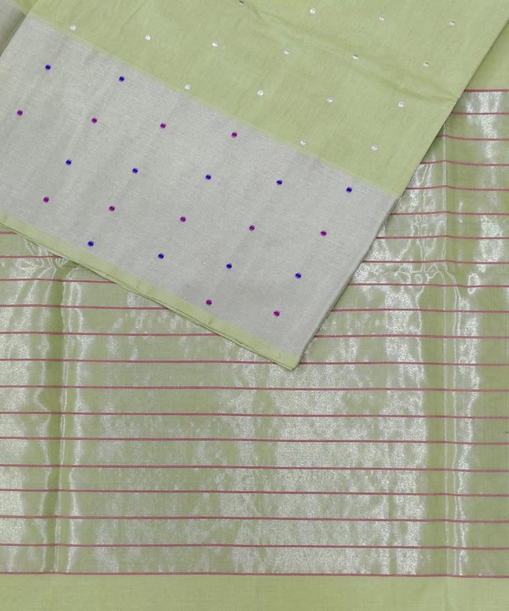 Light green silver zari handloom cotton venkatagiri saree