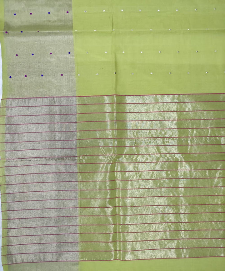 Light green silver zari handloom cotton venkatagiri saree