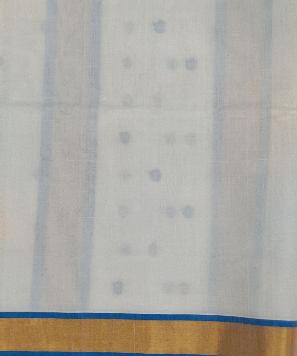 White blue handwoven cotton venkatagiri saree
