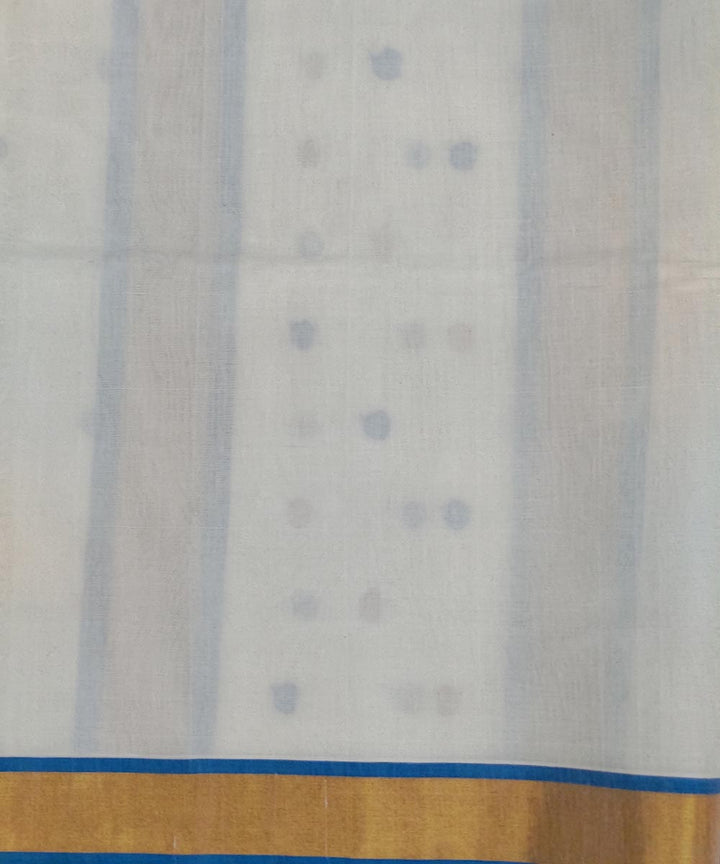 White blue handwoven cotton venkatagiri saree