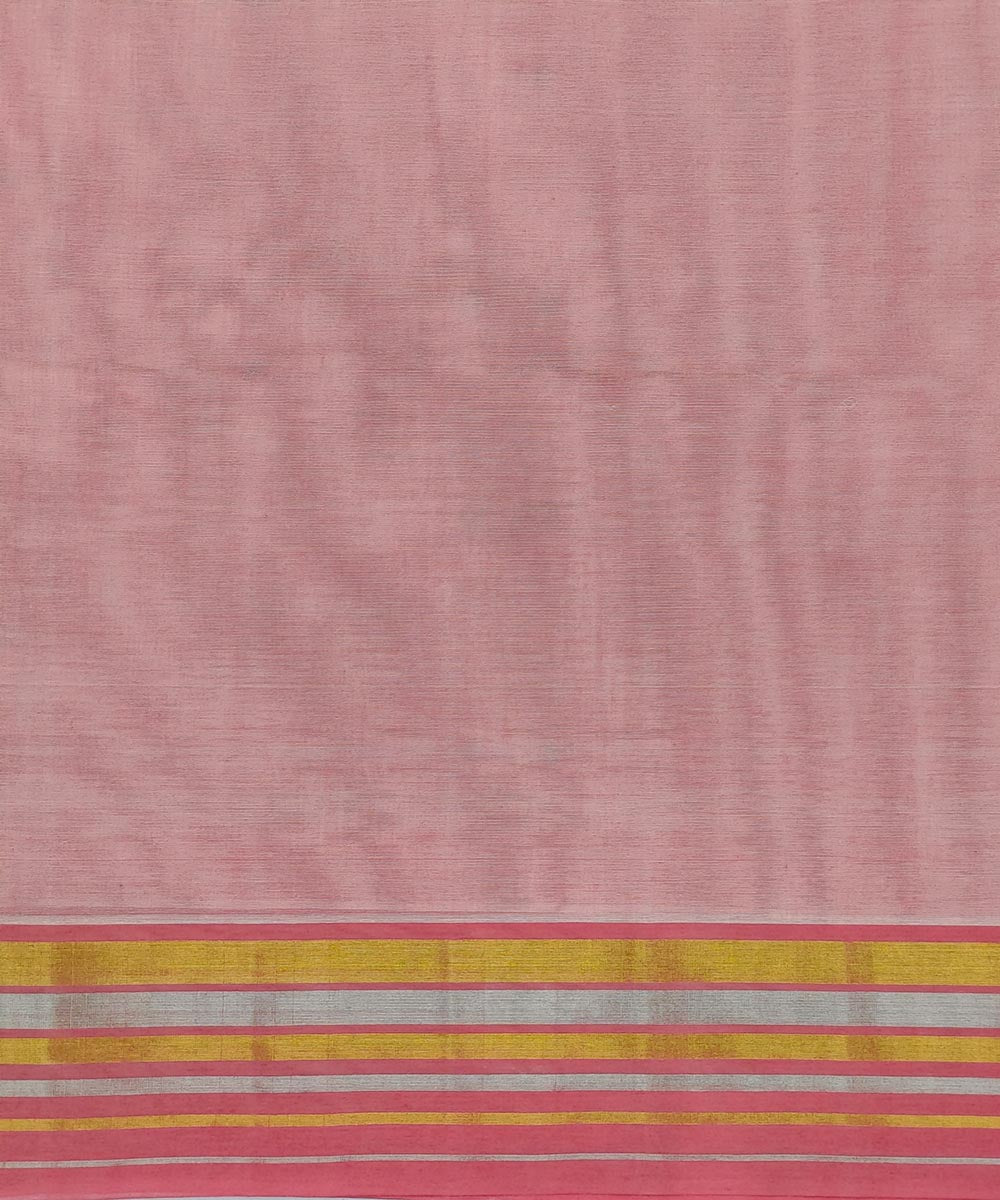 Light pink white gold zari handwoven cotton venkatagiri saree