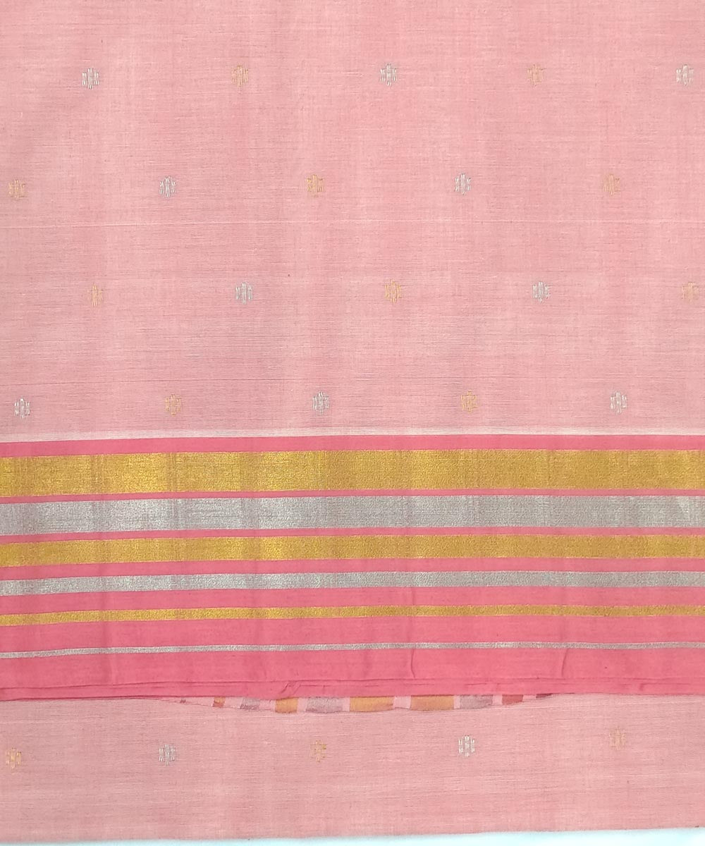 Light pink white gold zari handwoven cotton venkatagiri saree