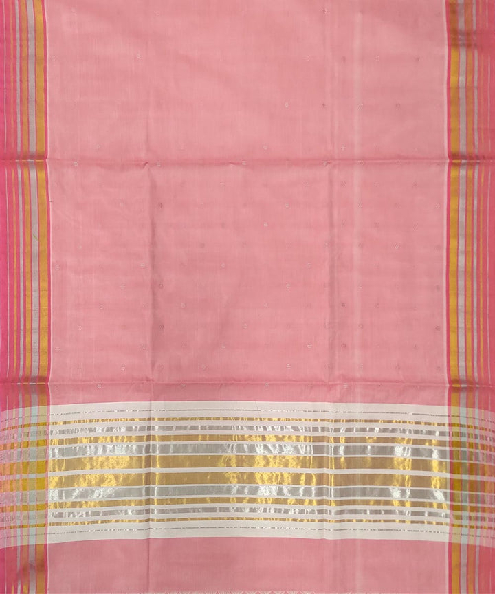 Light pink white gold zari handwoven cotton venkatagiri saree