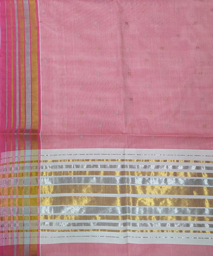 Light pink white gold zari handwoven cotton venkatagiri saree