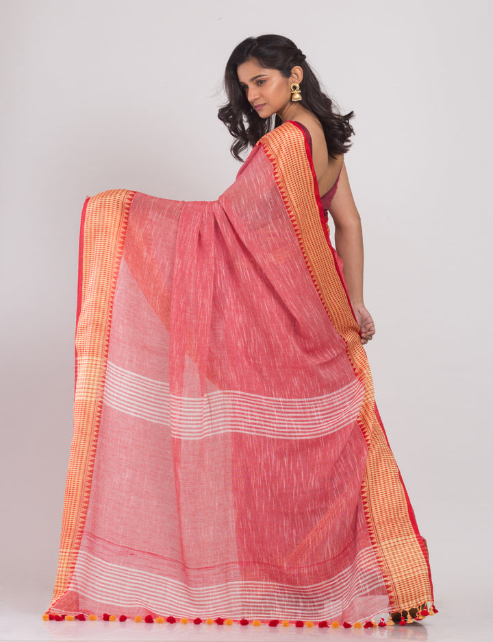 Pink handwoven soft cotton sari