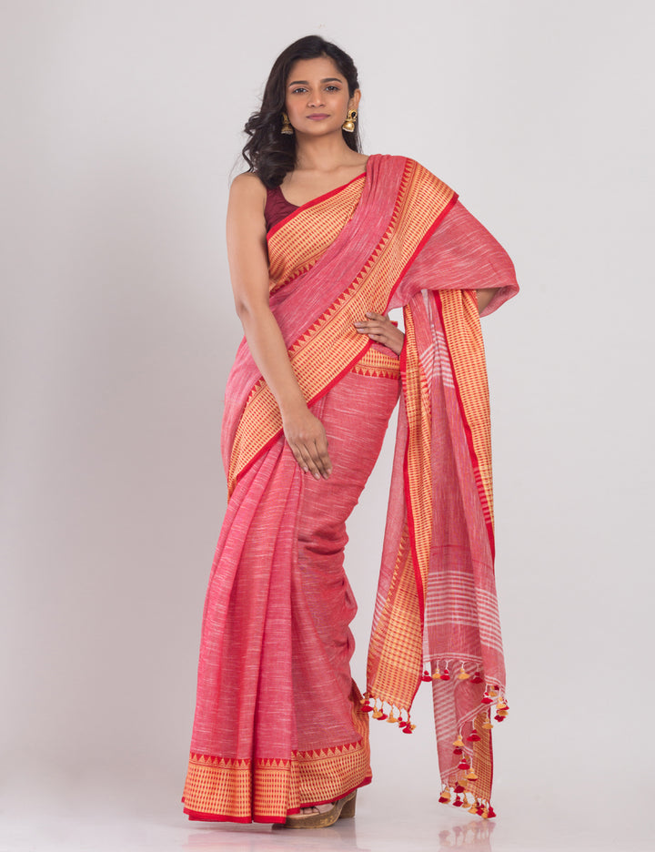 Pink handwoven soft cotton sari
