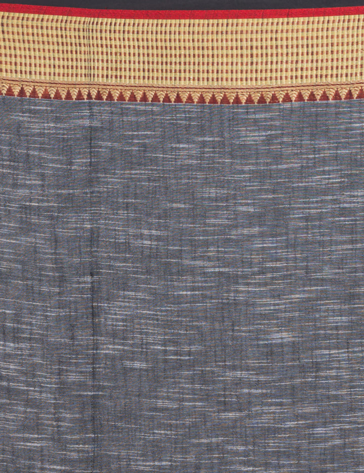 Grey with golden shimmer borders handwoven soft cotton sari