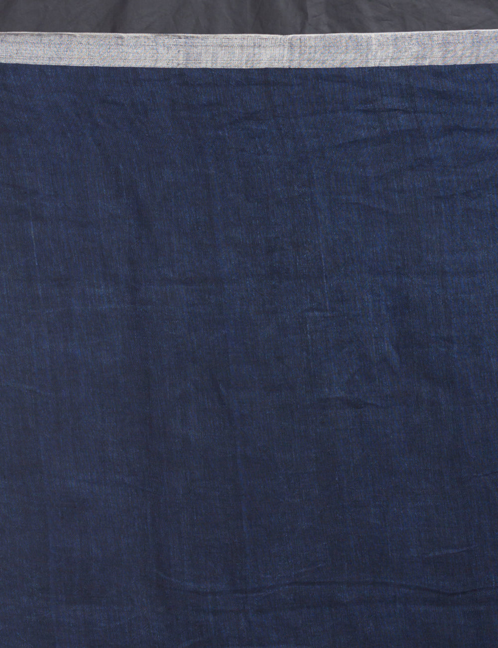 Navy Blue Silver Handwoven Linen bengal saree