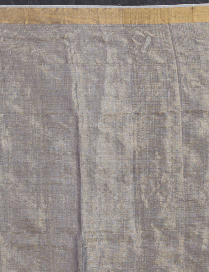 Grey handwoven tussar silk jamdani sari