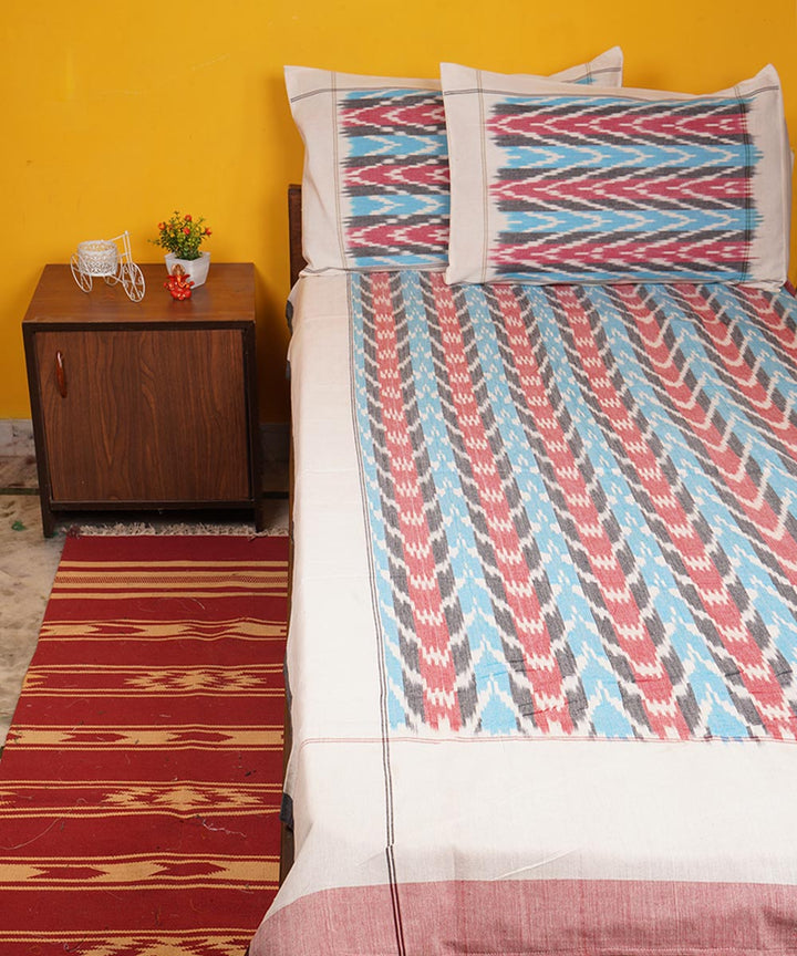 Multi color handloom pochampally ikat cotton bedsheet set