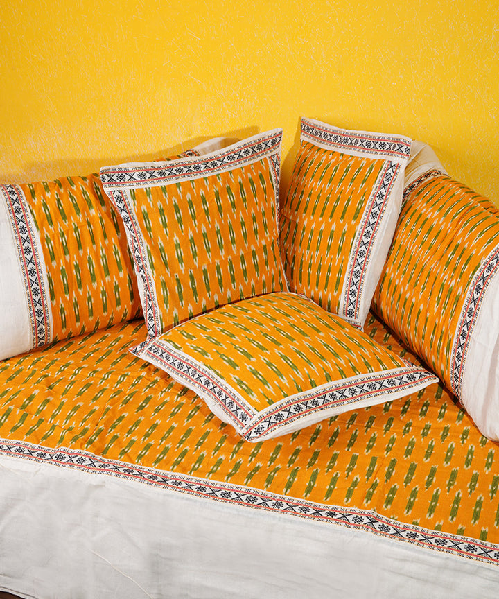 Yellow handwoven cotton diwan set