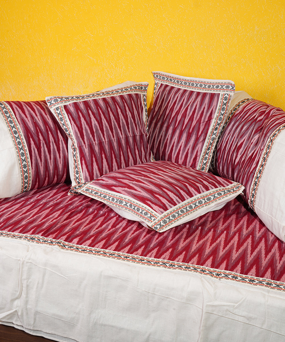 Maroon handwoven cotton diwan set