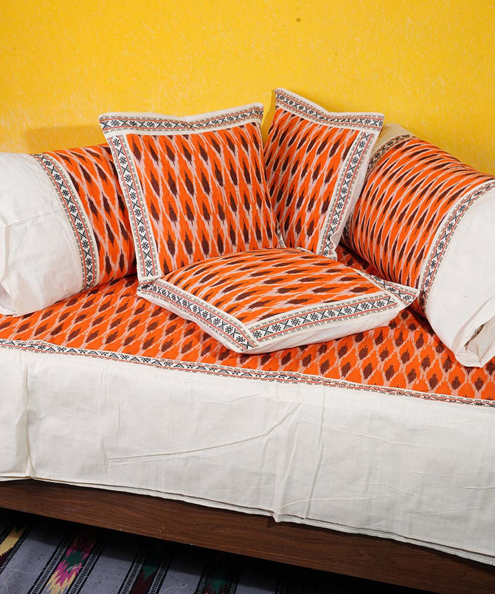 Orange handwoven cotton diwan set