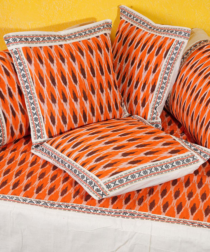 Orange handwoven cotton diwan set