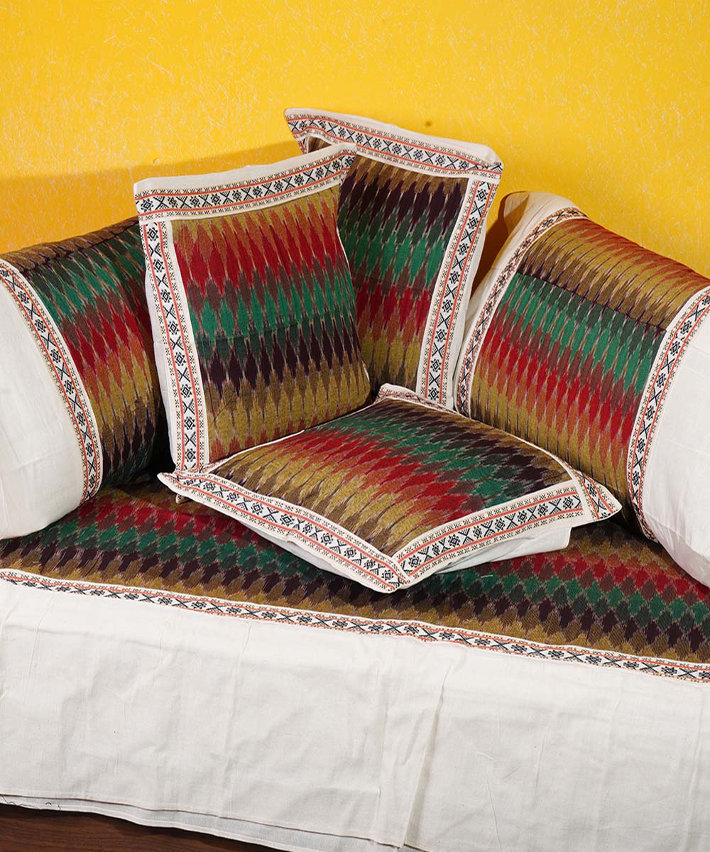 Multicolour handwoven cotton diwan set