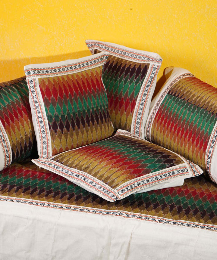 Multicolour handwoven cotton diwan set