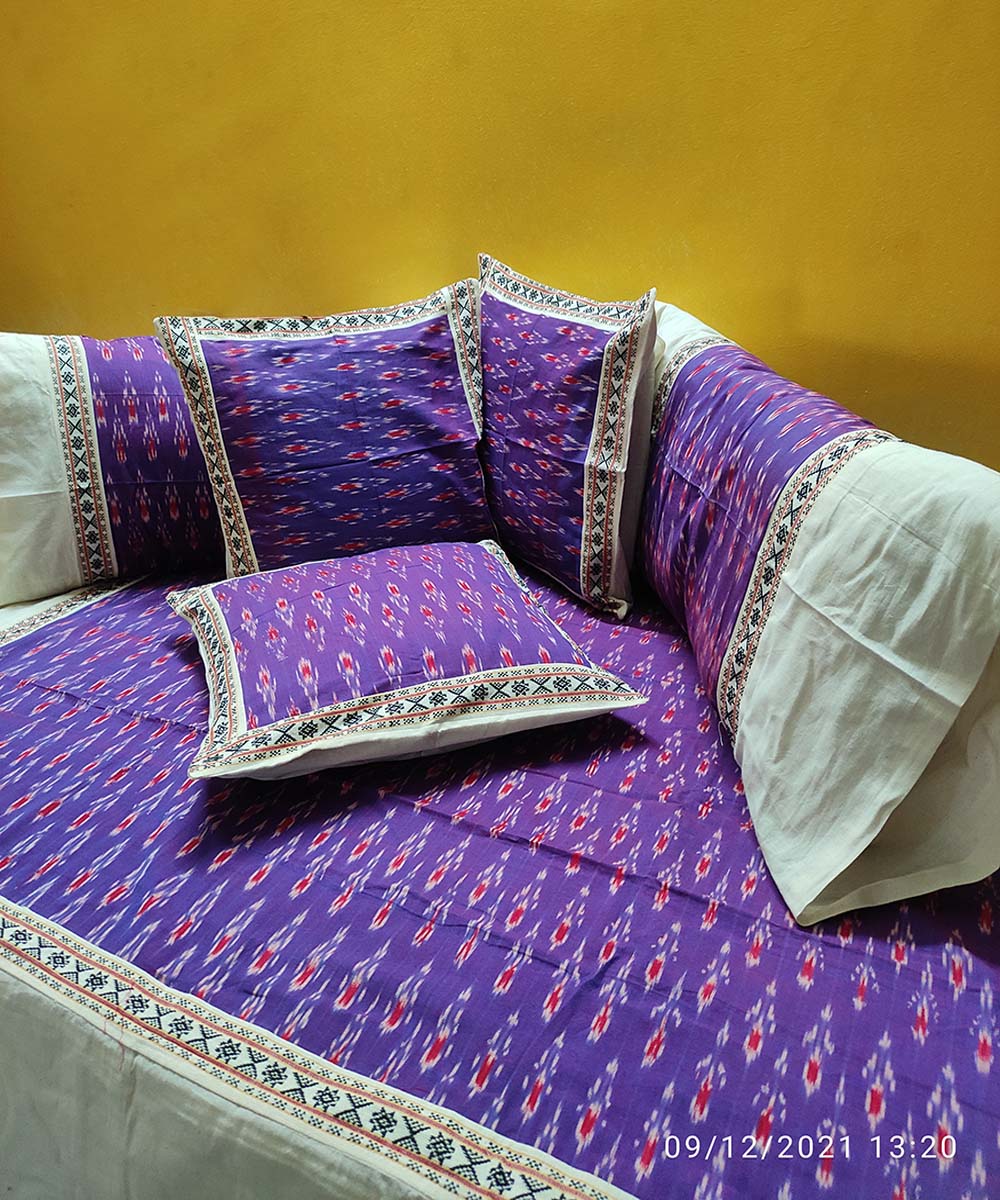 Purple handwoven pochampally ikat cotton diwan set