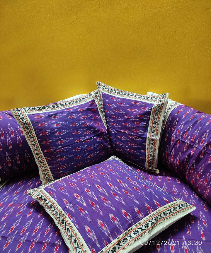 Purple handwoven pochampally ikat cotton diwan set