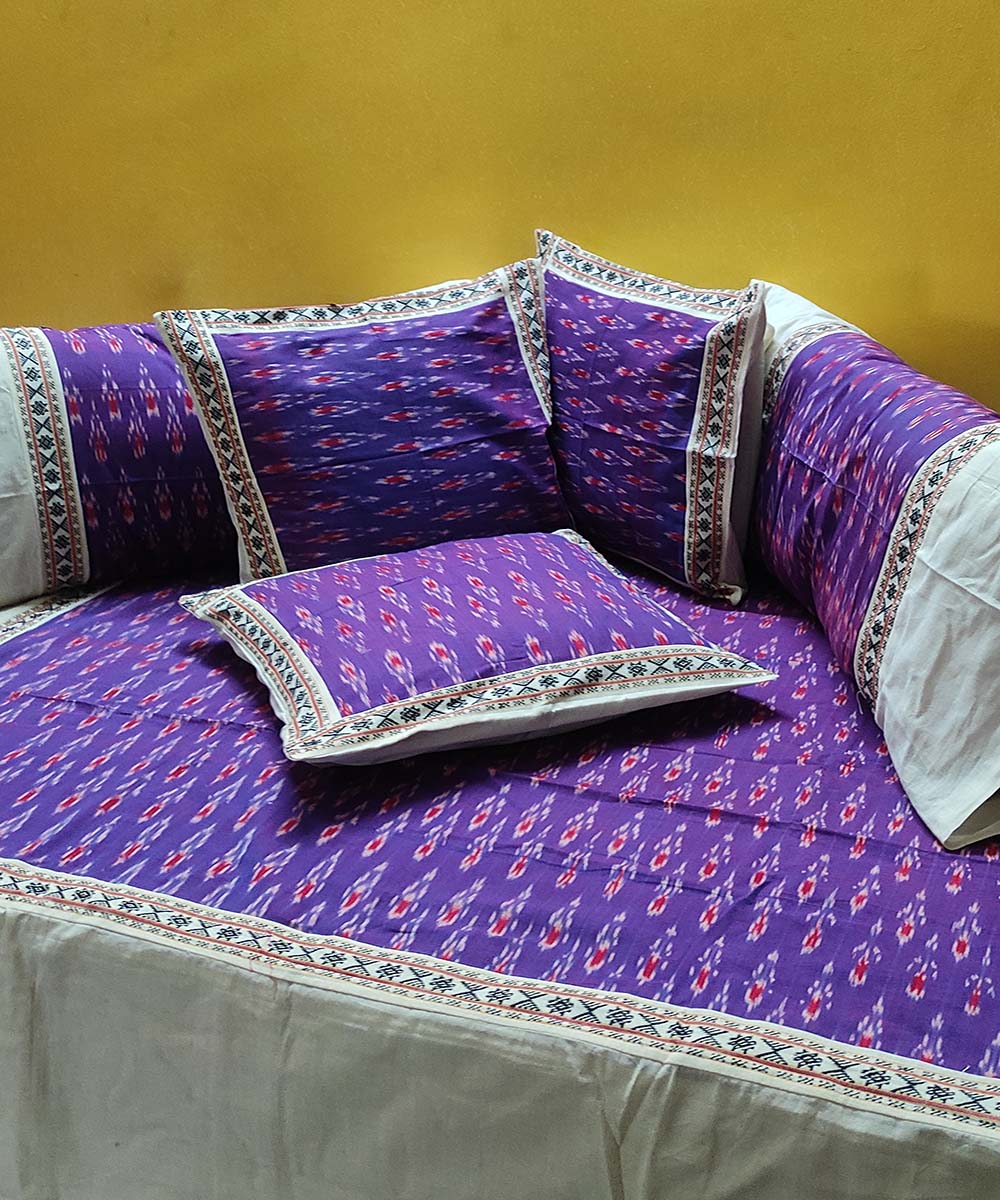 Purple handwoven pochampally ikat cotton diwan set