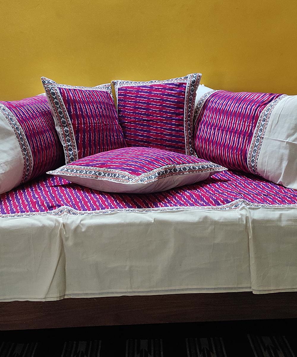 Multicolor handwoven pochampally ikat cotton diwan set