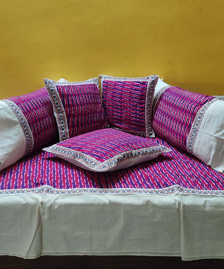 Multicolor handwoven pochampally ikat cotton diwan set