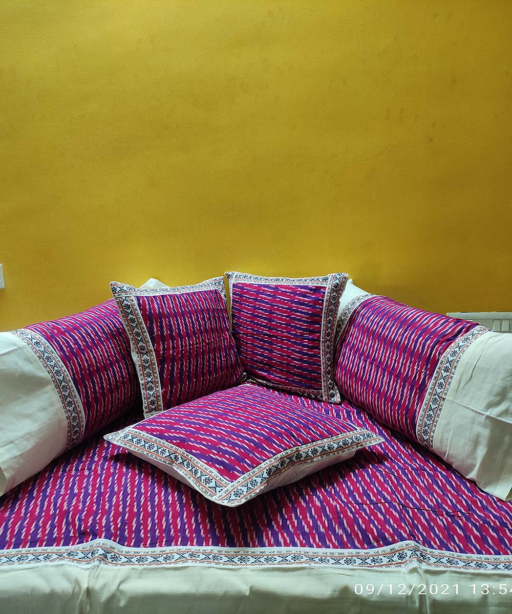 Multicolor handwoven pochampally ikat cotton diwan set