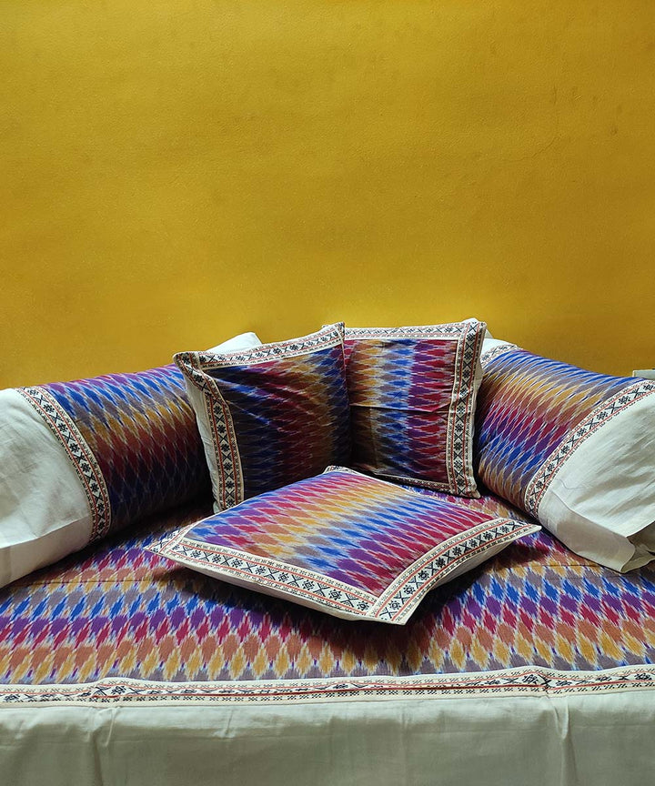 Multicolour handwoven pochampally ikat cotton diwan set