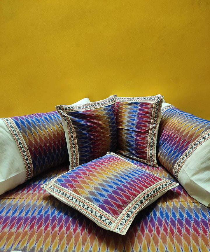 Multicolour handwoven pochampally ikat cotton diwan set