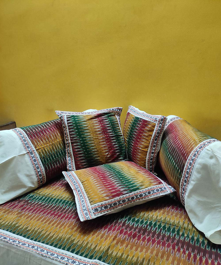 Multi color handwoven pochampally ikat cotton diwan set