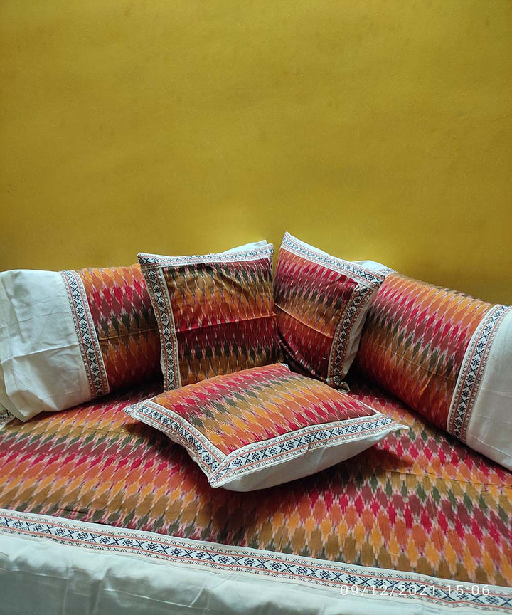 Multi colour handwoven pochampally ikat cotton diwan set