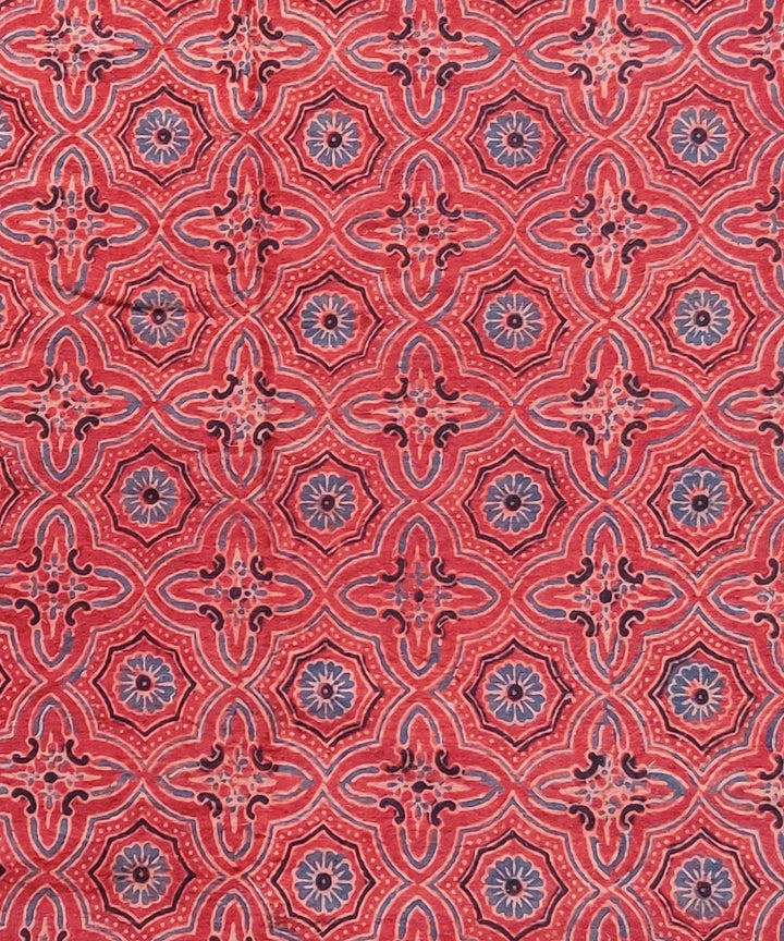 Multicolour natural dye cotton ajrakh kurta fabric (2.5m per qty)
