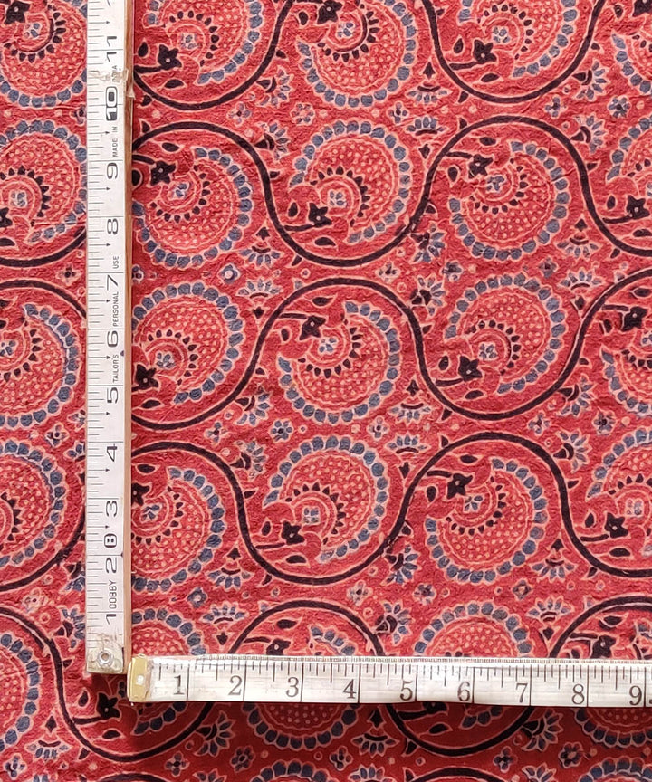 Red maroon natural dye cotton ajrakh kurta fabric (2.5m per qty)