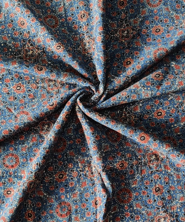 Blue black red natural dye cotton ajrakh kurta material (2.5m per qty)