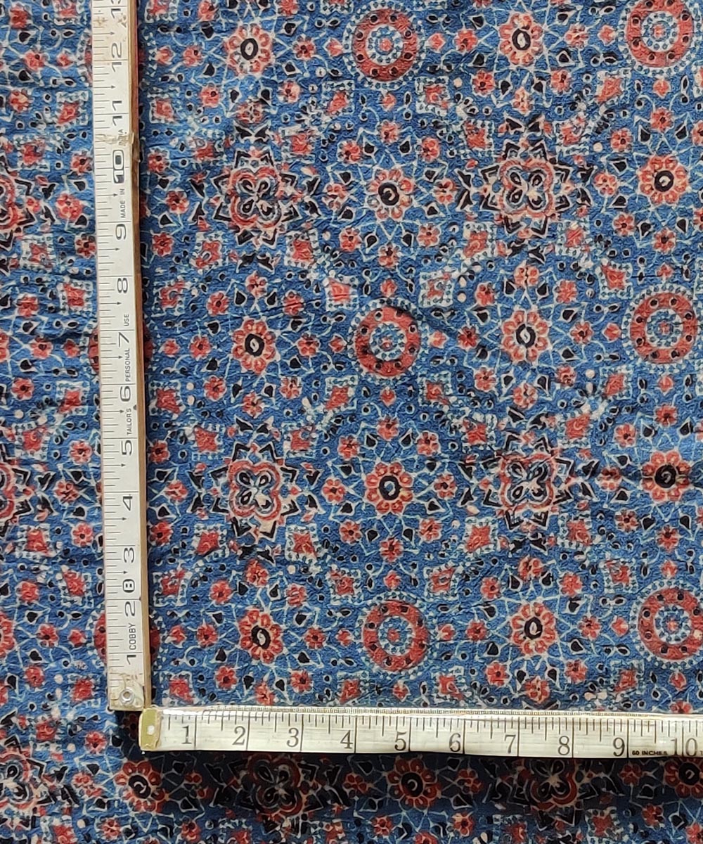 Blue black red natural dye cotton ajrakh kurta material (2.5m per qty)