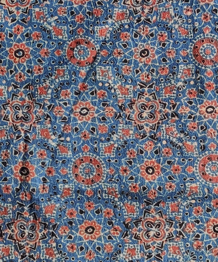 Blue black red natural dye cotton ajrakh kurta material (2.5m per qty)