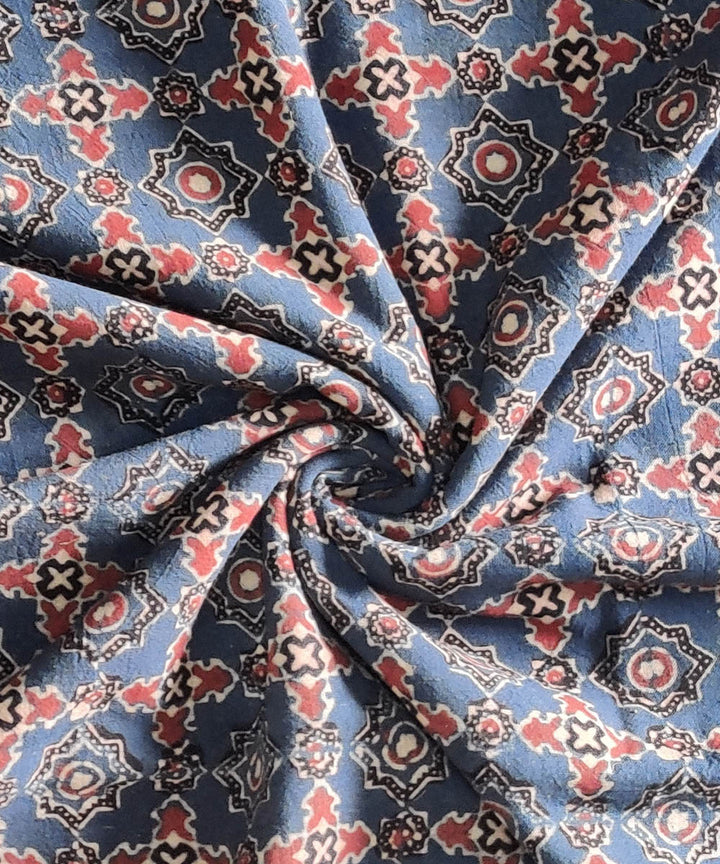 2.5m Blue red natural dye cotton ajrakh kurta material
