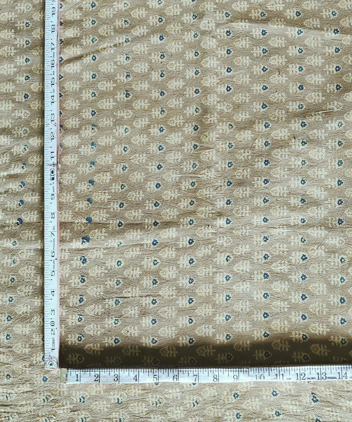 Beige natural dye cotton ajrakh kurta fabric (2.5m per qty)