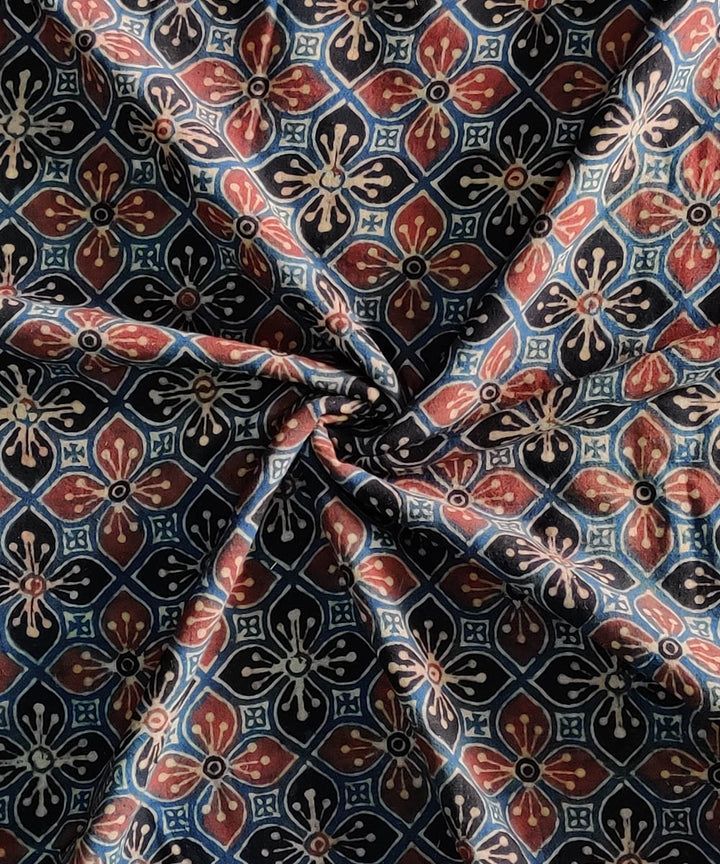 Multicolour natural dye cotton ajrakh kurta fabric (2.5m per qty)