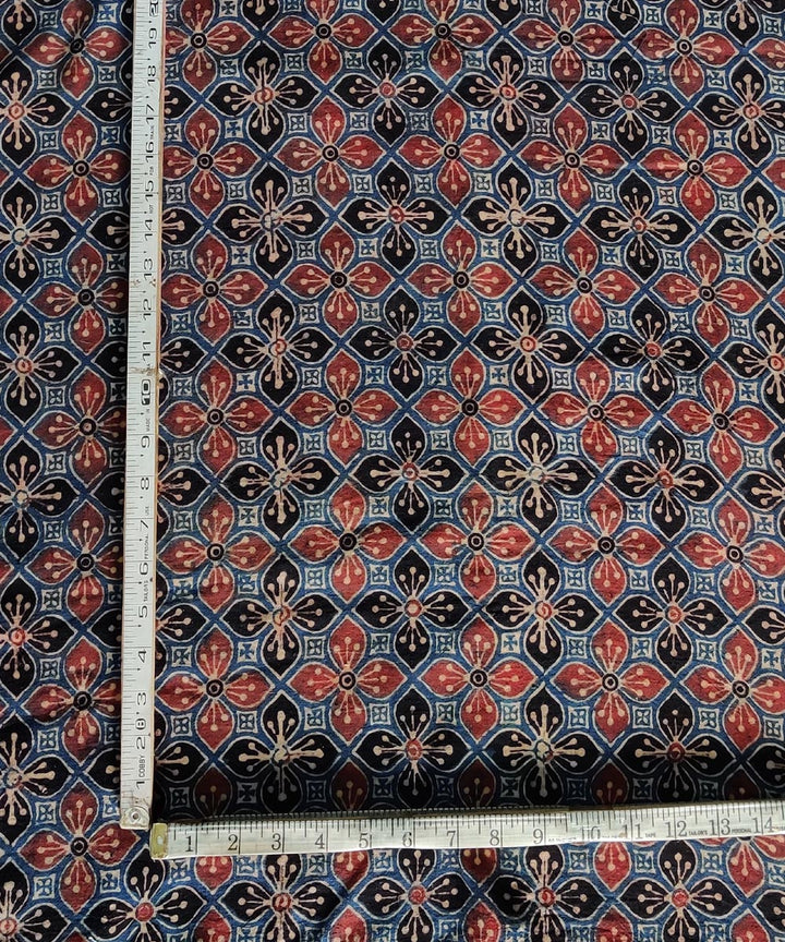Multicolour natural dye cotton ajrakh kurta fabric (2.5m per qty)