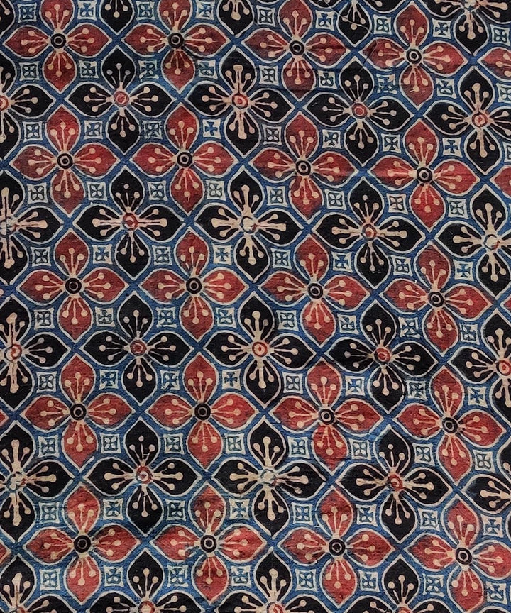 Multicolour natural dye cotton ajrakh kurta fabric (2.5m per qty)