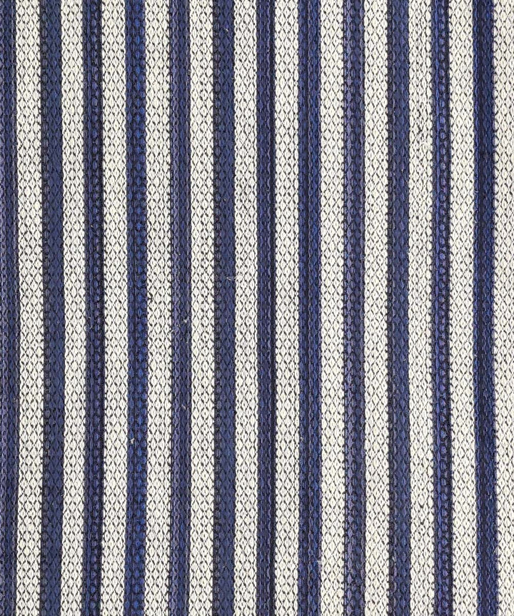 Blue grey stripe handspun handwoven cotton bath towel