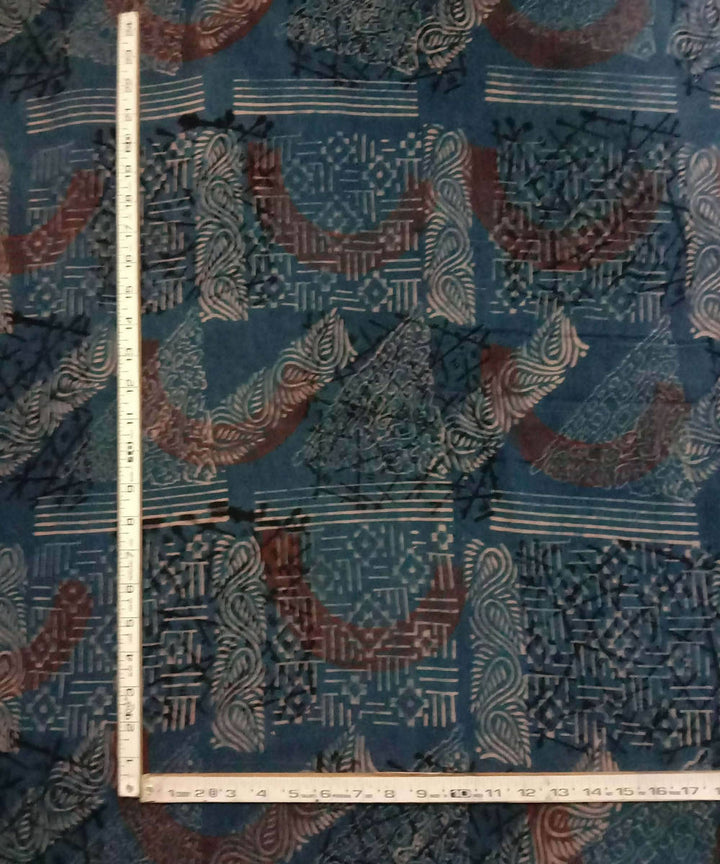 Indigo natural dye ajrakh print handspun handloom cotton fabric