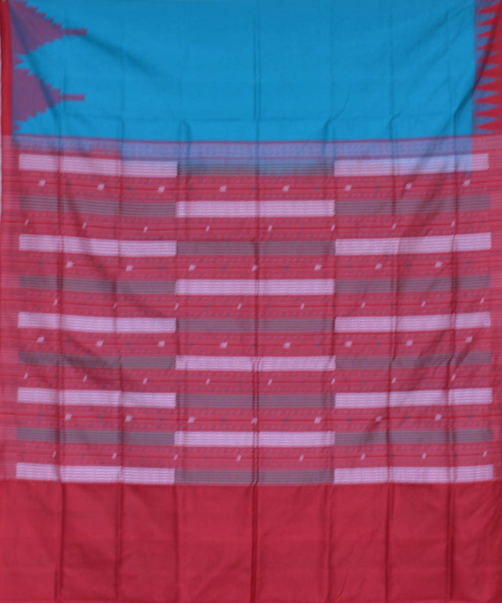 Clear sky blue handwoven silk ikat sambalpuri saree