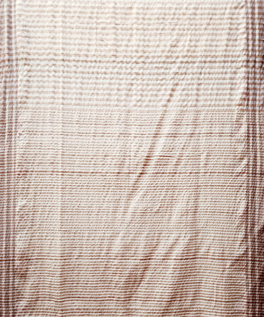 Grey beige handwoven extra weft cotton silk saree