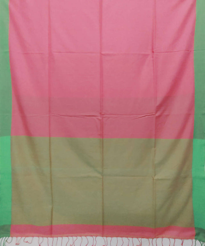 Peach light green handloom handspun cotton saree