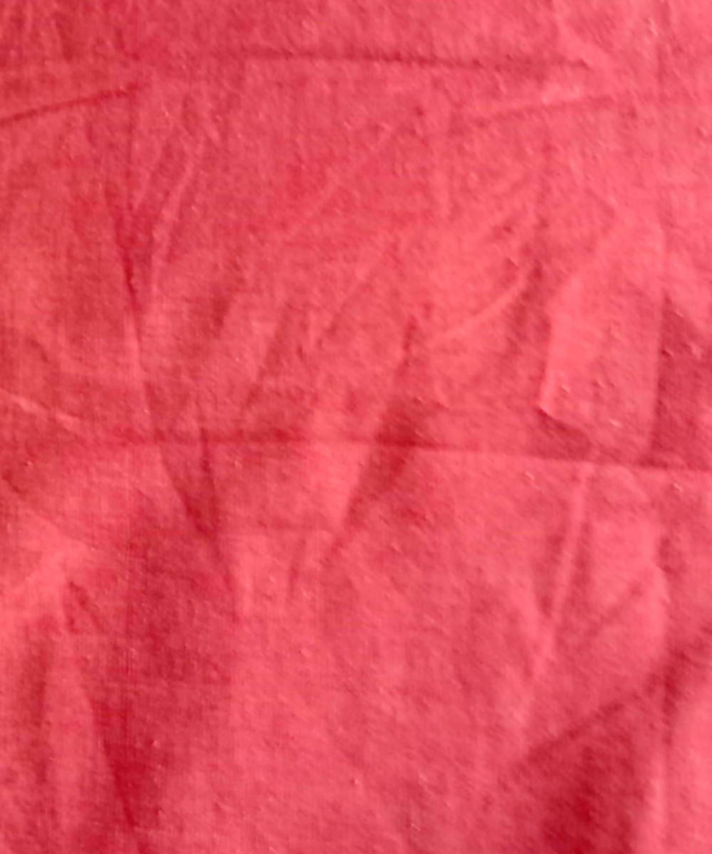 Red pink handspun handwoven cotton fabric (2.5m per qty)